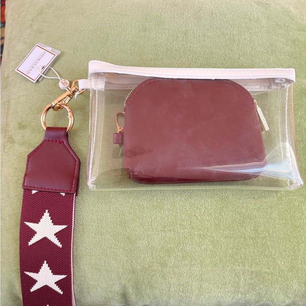 Shiraleah White and Burgundy Clutch